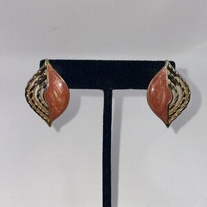 Vintage Gold Tone Metallic Swirl Stud Dangle Drop Statement Earrings